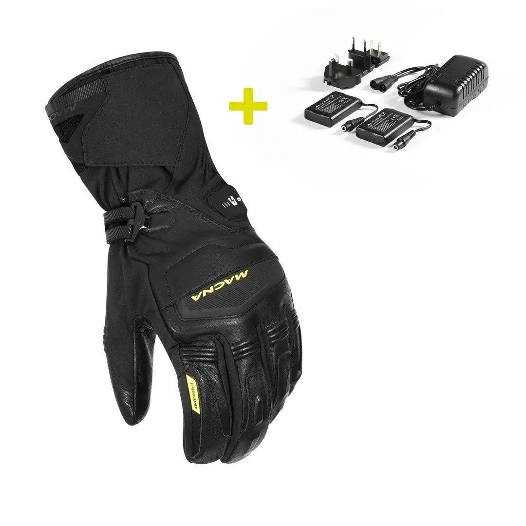 Macna Azra RTX 12V 3A kit, sähkölämmitteiset hanskat + akut, musta