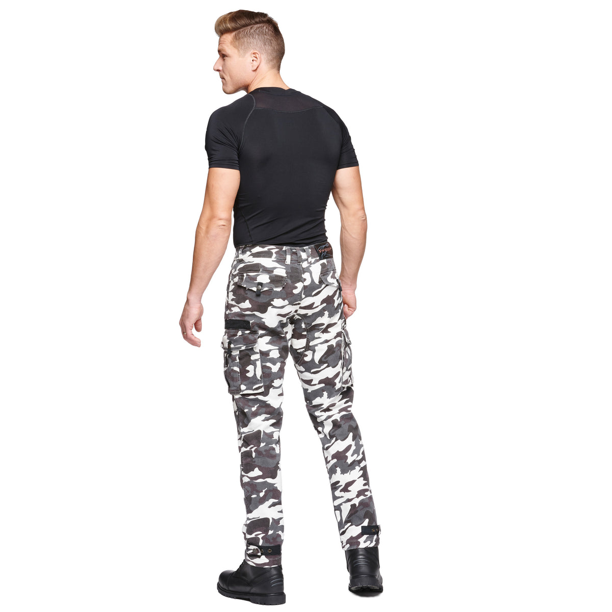 Sweep Jungle aramid reinforced mc jeans, black/white camo