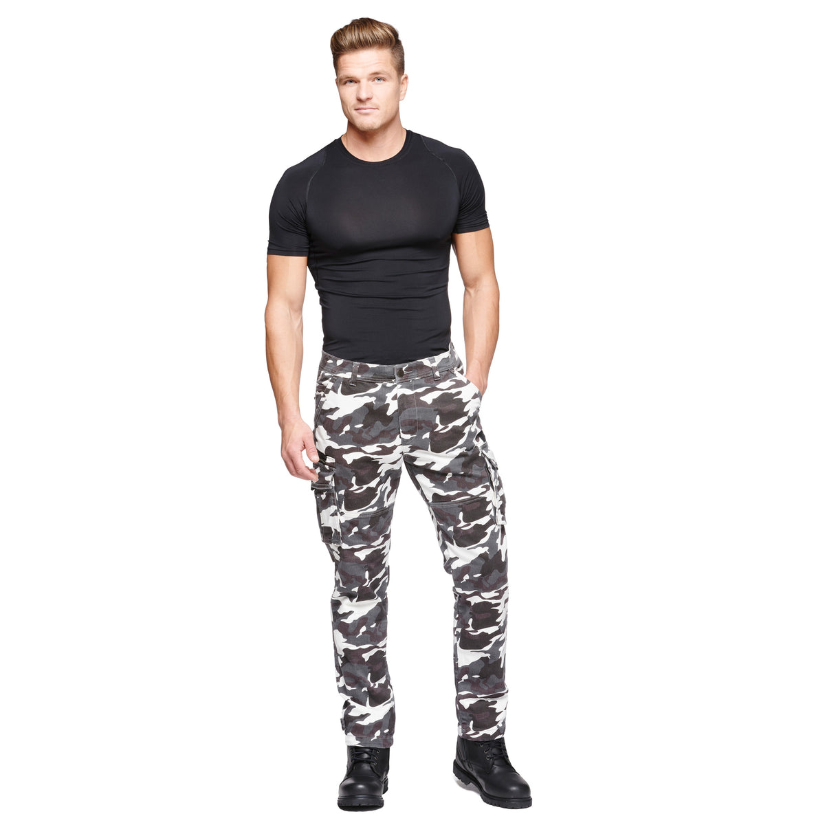 Sweep Jungle aramid reinforced mc jeans, black/white camo