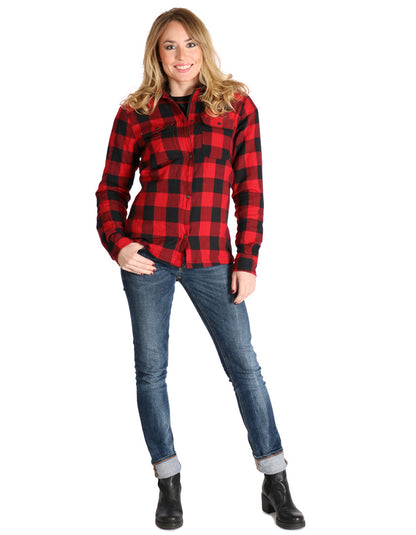 Sweep Manitou ladies MC flannel shirt, red/black