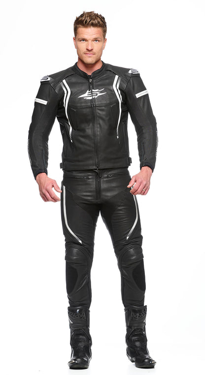 Sweep Chicane 2 leather jacket, black/white
