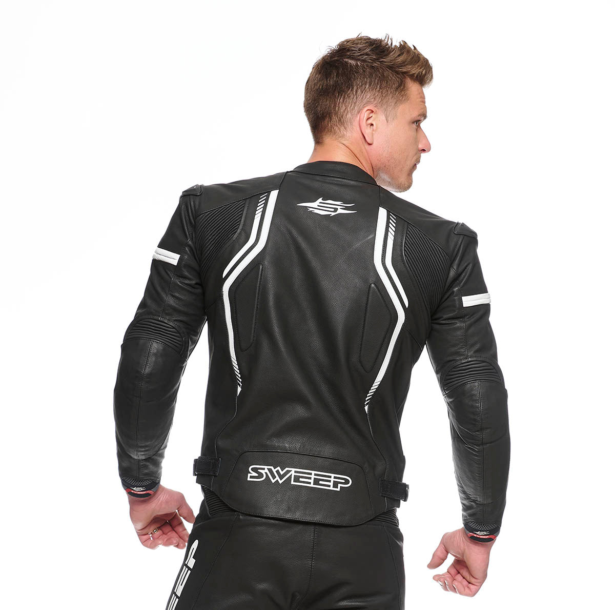Sweep Chicane 2 leather jacket, black/white