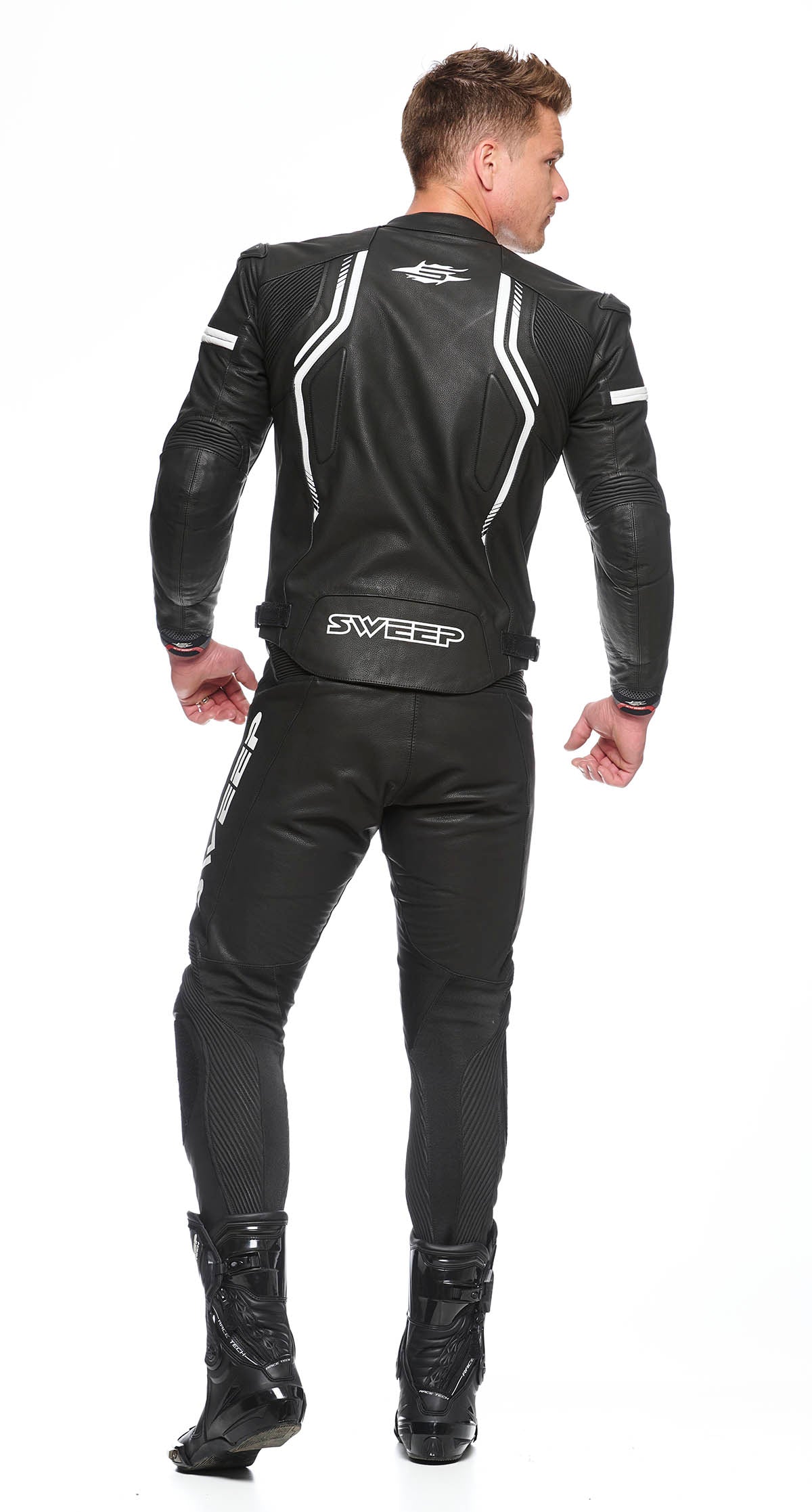 Sweep Chicane 2 leather jacket, black/white