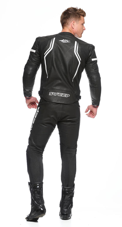 Sweep Chicane 2 leather jacket, black/white
