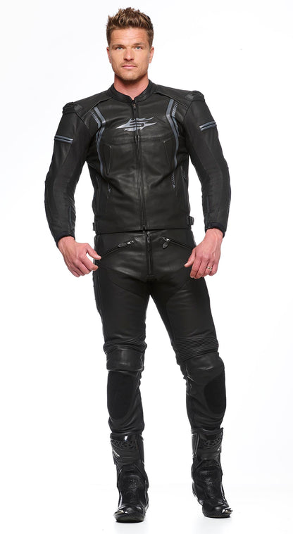 Sweep Chicane 2 leather jacket, black/gunmetal gray