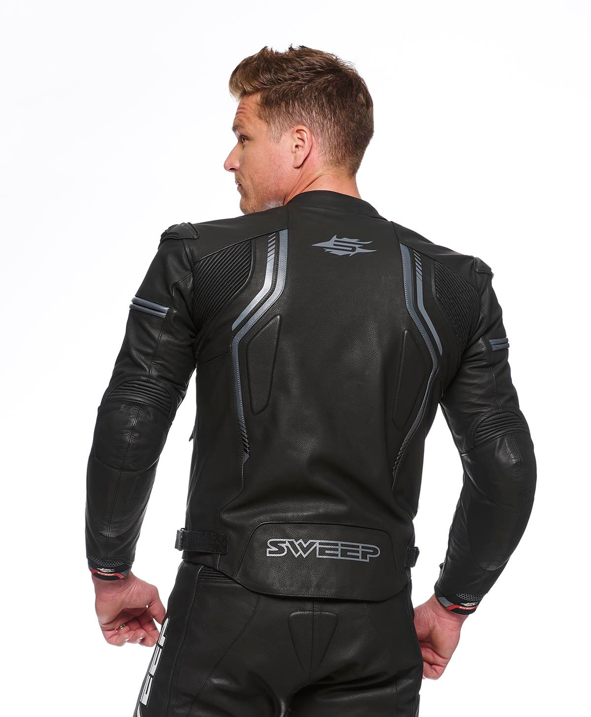 Sweep Chicane 2 leather jacket, black/gunmetal gray