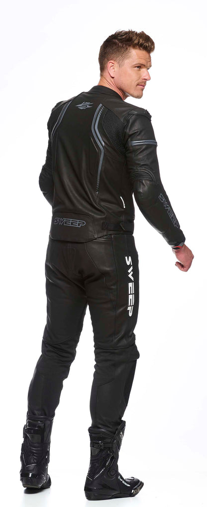 Sweep Chicane 2 leather jacket, black/gunmetal gray