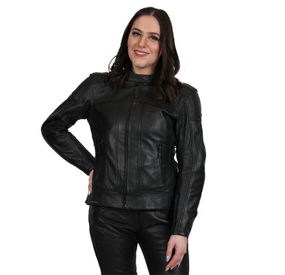 Sweep Daytona waterproof ladies leather jacket, black