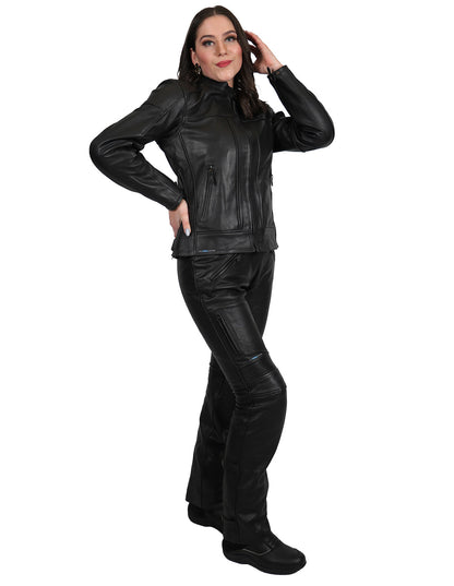 Sweep Daytona waterproof ladies leather jacket, black