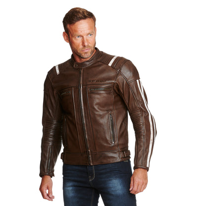 Sweep Ragnar leatherjacket, brown/white