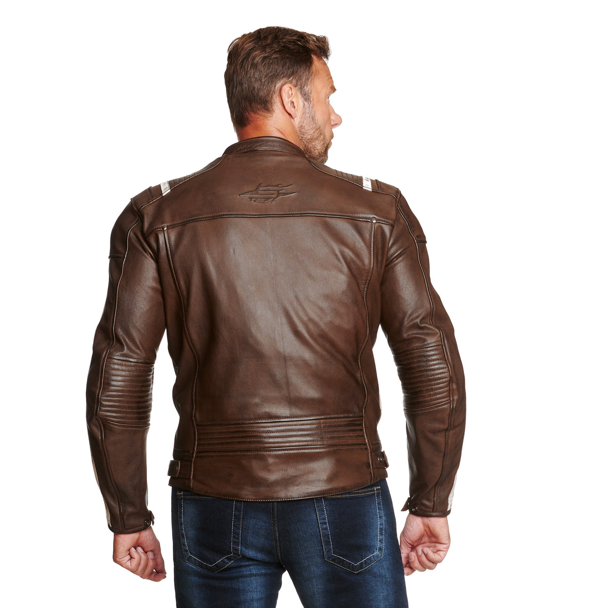 Sweep Ragnar leatherjacket, brown/white