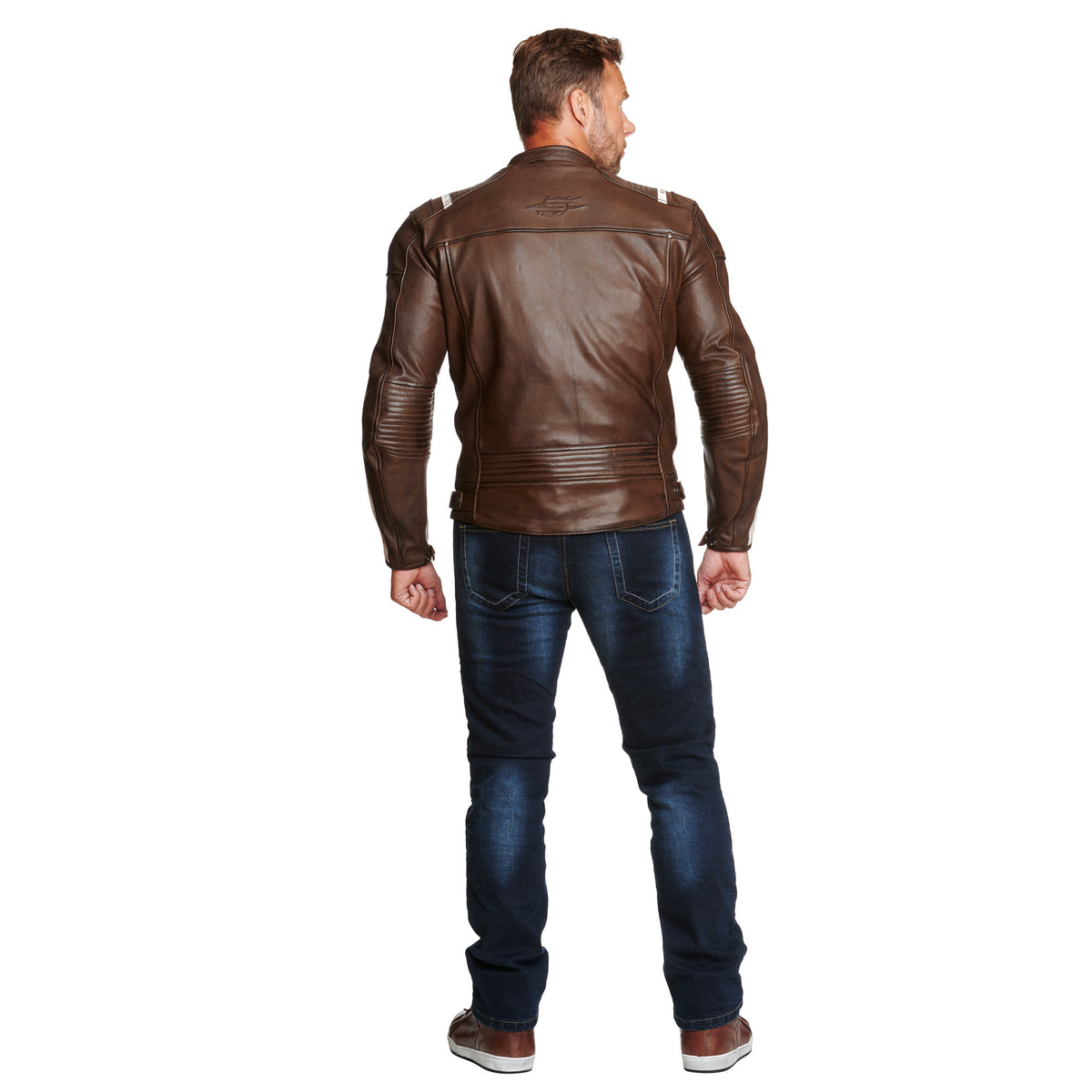 Sweep Ragnar leatherjacket, brown/white