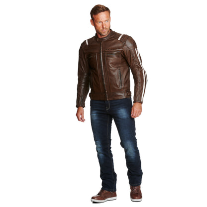 Sweep Ragnar leatherjacket, brown/white