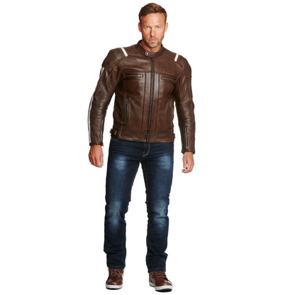 Sweep Ragnar leatherjacket, brown/white