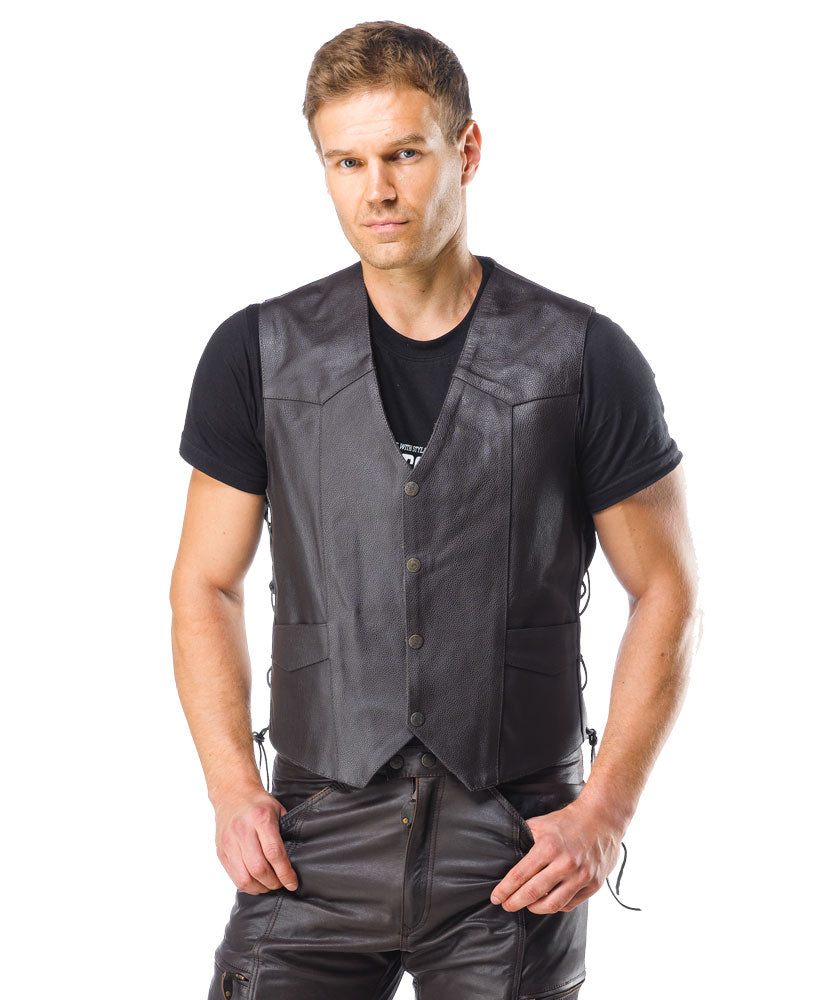 Sweep Classic leather vest, brown