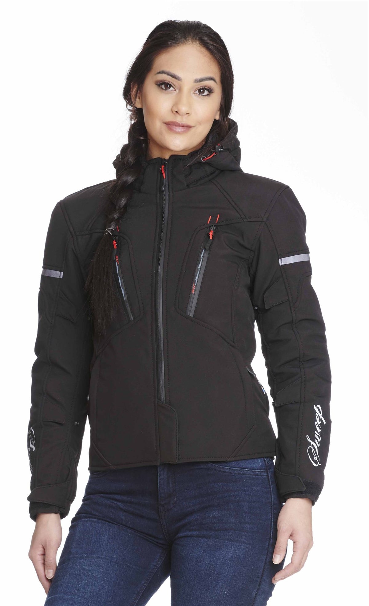 Sweep Flawless naisten softshell ajotakki, musta/puna
