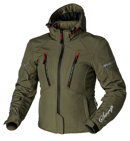 Sweep Flawless ladies softshell mc jacket, olive green/red\r\n