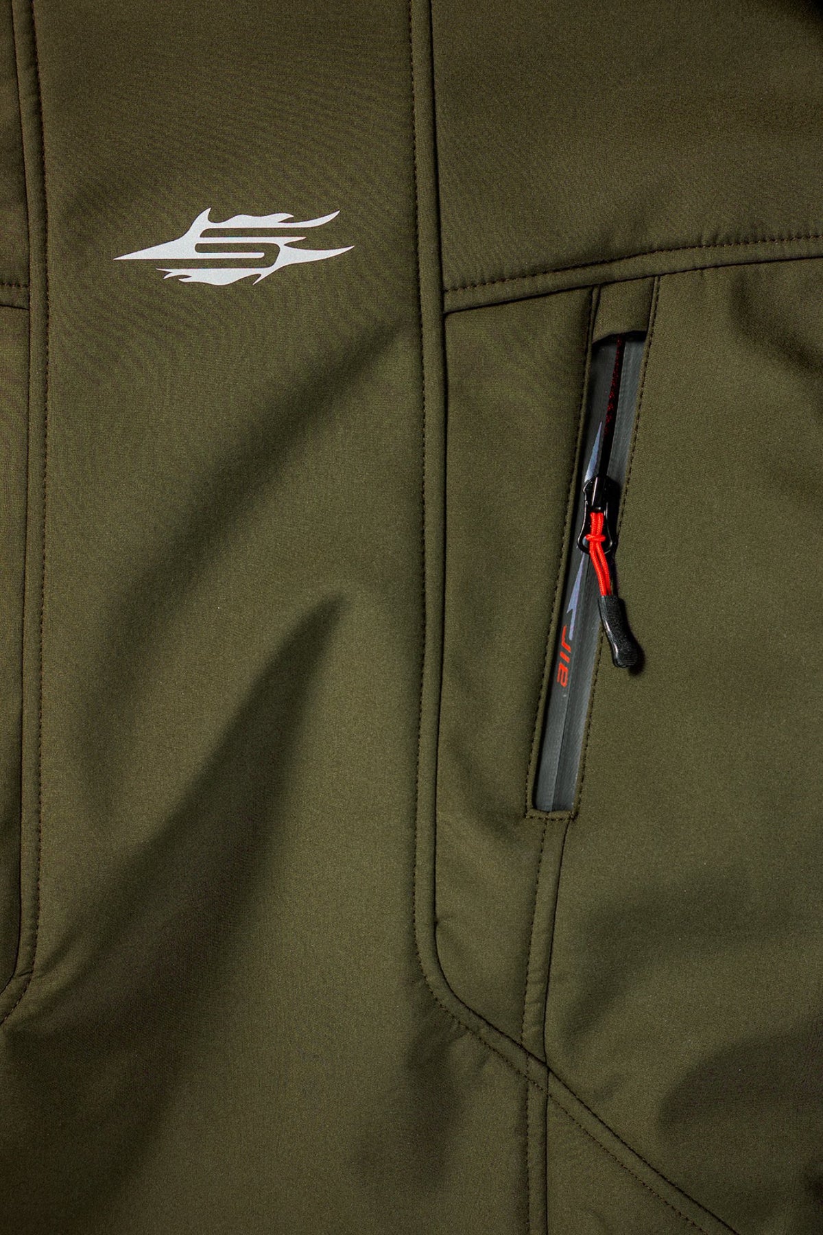 Sweep Flawless ladies softshell mc jacket, olive green/red\r\n