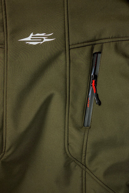 Sweep Flawless ladies softshell mc jacket, olive green/red\r\n