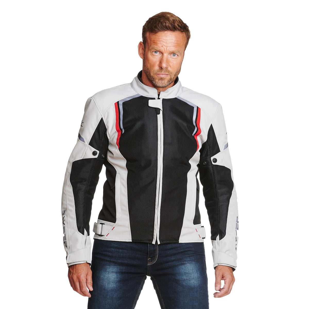 Sweep Mojave summer + waterproof mc jacket, black/ivory/red