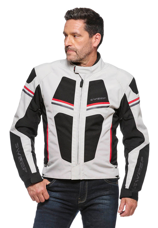 Sweep Spirit waterproof textile jacket, grey/black/red