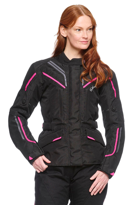 Sweep Voyage 2 ladies waterproof mc jacket, black/pink