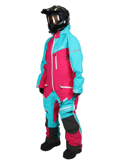 Sweep Tundra Light ladies monosuit, light blue/bright pink